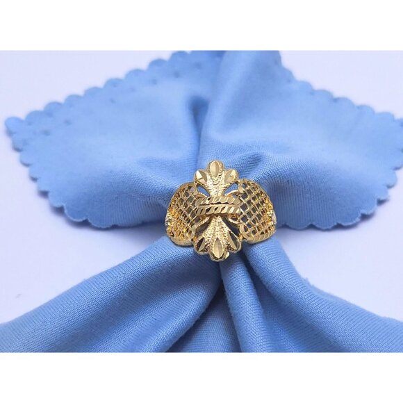 Beverly Hills Gold 14K Karat Solid Yellow Gold Designer Filigree Ring - Size 6 - Picture 1 of 16